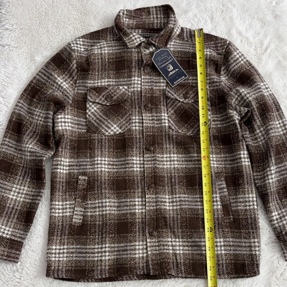 Distortion,Size L,Brown Plaid Men's Shirt Jacket